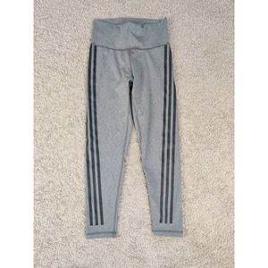 (V) Adidas Women legging Capri sport running training gray gym sz M